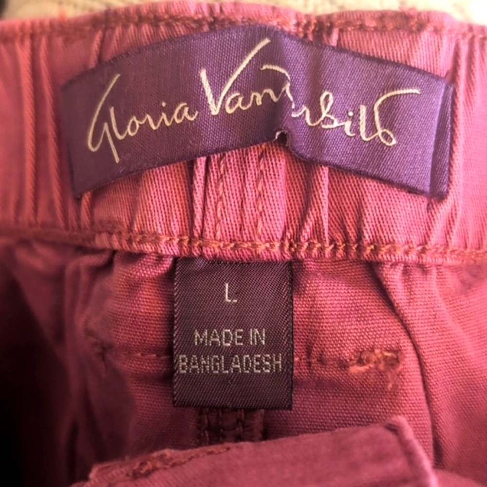 NWT Gloria Vanderbilt Utility Cargo Shorts Light Maroon Size Large | Stretch - Picture 9 of 16